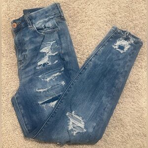 American Eagle Women’s Curvy Fit Hi-Rise Jegging Size 8 Short Distressed Skinny